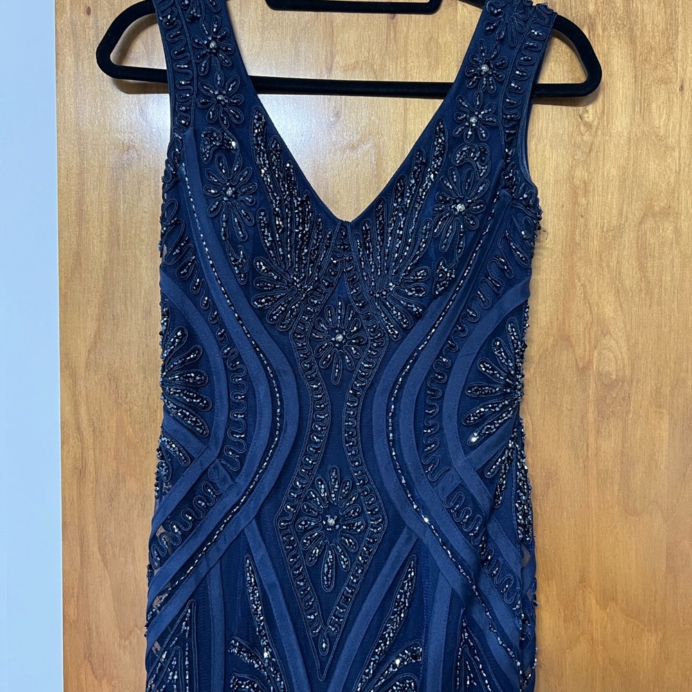 Jovani Midnight Blue Embellished Mini Dress